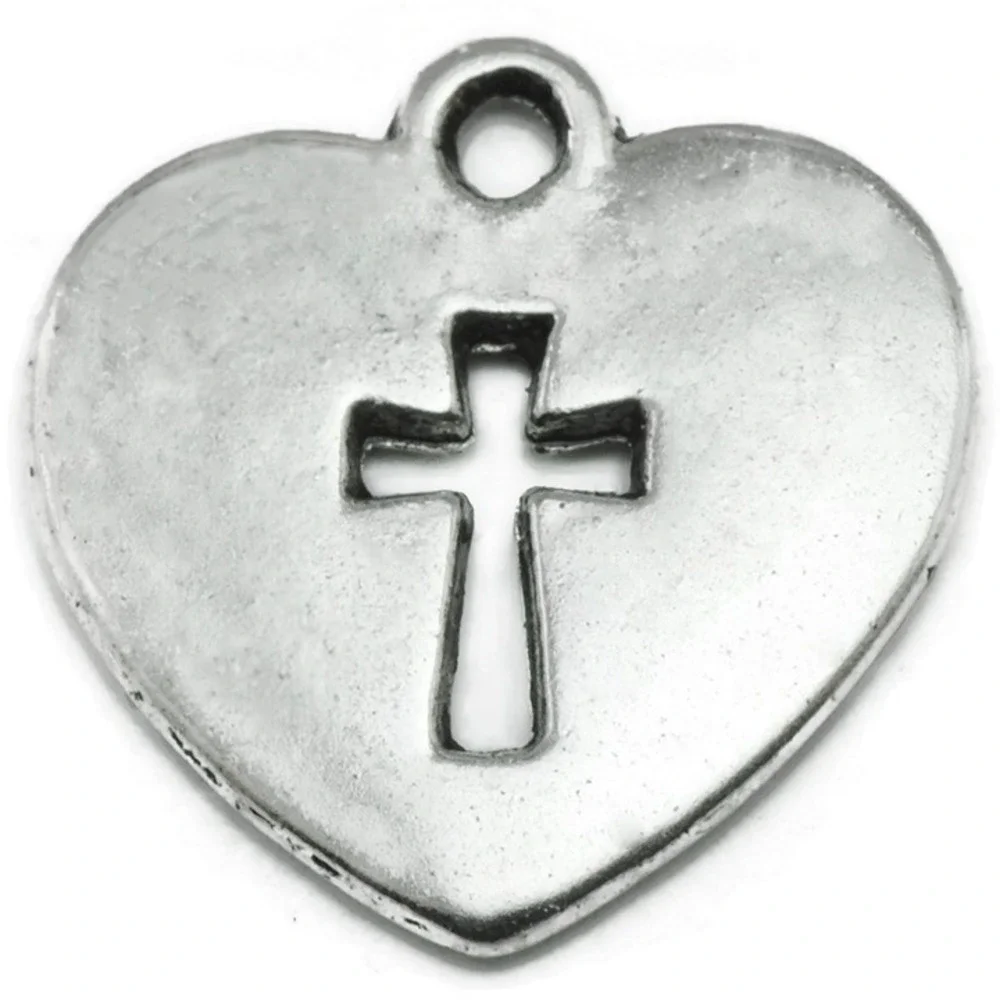 8pcs Heart Cross Charms, jewelry making‎ supplies